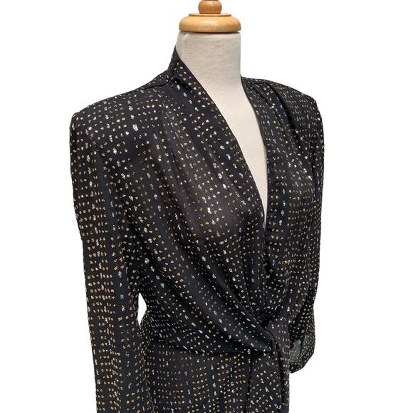 VTG 90s Y2K Petites Top Small Wrap Tie Front Glitter Fairy Whimsigoth Party Glam - Picture 2 of 10